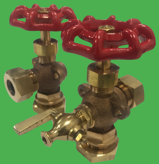 Set of ½&quot; x ½&quot; BSP Threaded Fig: 0071 Gunmetal Tank Gauge Valve, Light Pattern for ½&quot; Glass OD