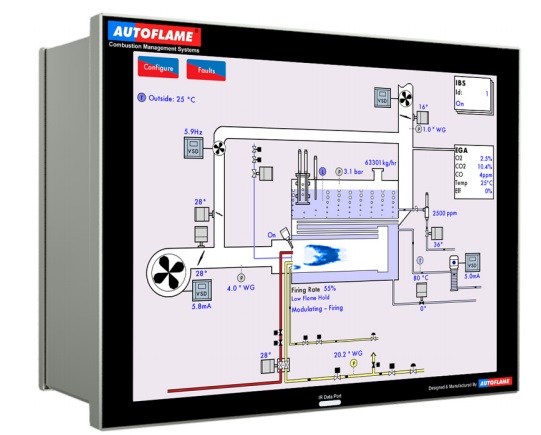 Autoflame Mk8 M. M. Module with  Expansion  Board fitted as  standard 6 Channel with Burner &  Bailer Management Control ,  12 . 1" full colour touch screen