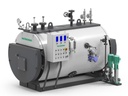 Schuster 1500 kg/hr DE 12 OR Steam Boiler. High Pressure Packaged Steam Boiler, three-pass reverse flame Fire tube. Standard Version. Without Burner. Output 1500 kg/hr from & at 100°C. Suitable for firing on gas or oil fuels.