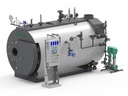 Schuster 2500 kg/hr DE 3G STD Steam Boiler. High Pressure Packaged Steam Boiler, three-pass fire tube. Standard Version. Without Burner. Output 2500 kg/hr from & at 100°C. Suitable for firing on gas or oil fuels.   